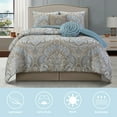 thumbnail image 2 of Lanco Luscious Diane 6-Piece Reversible Comforter Bedding Set, California King, Blue Gold, Fill Material Polyester, Floral, 2 of 7