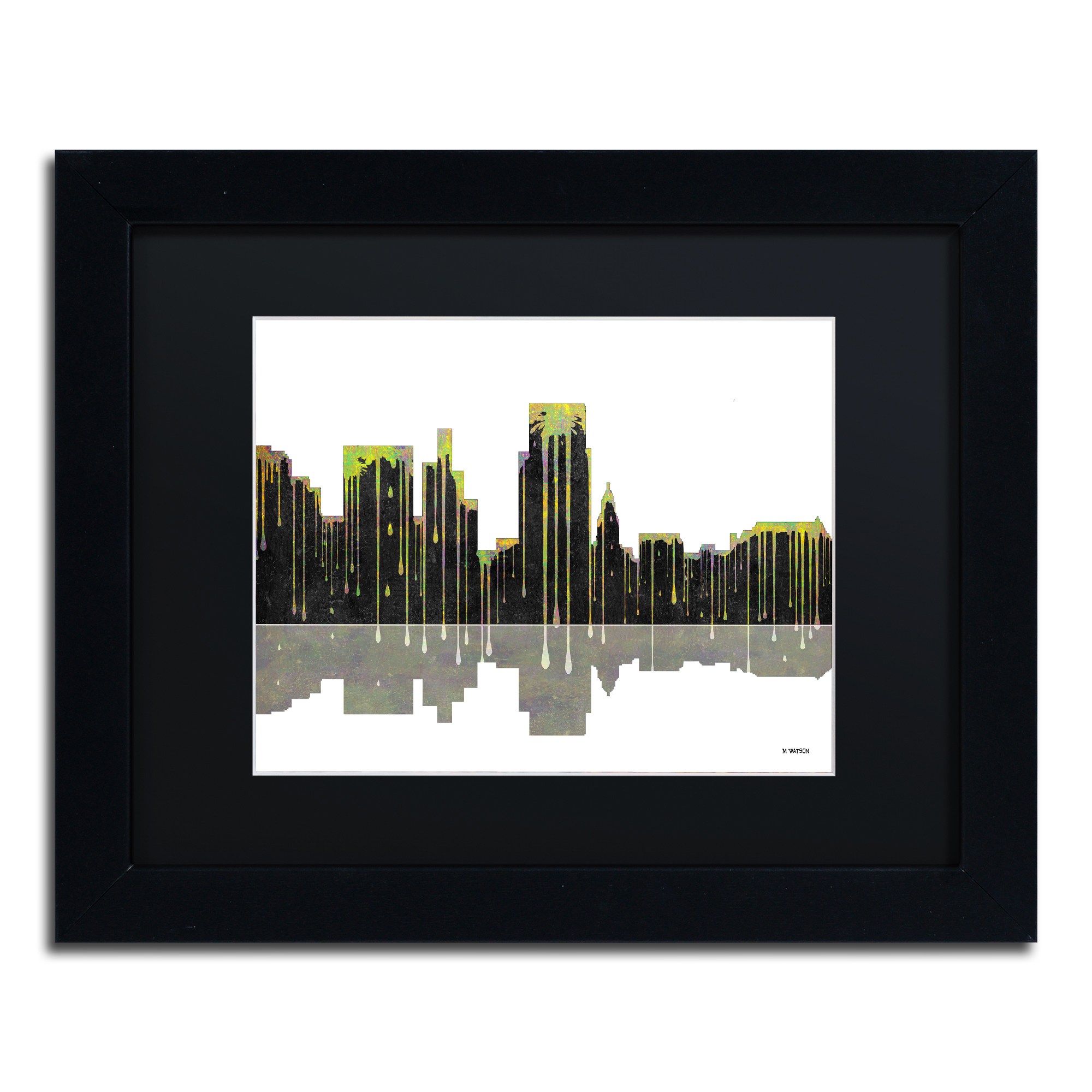 Trademark Fine Art "Boise Idaho Skyline II" Canvas Art by Marlene Watson Black Mat, Black Frame