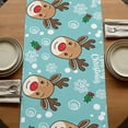 thumbnail image 5 of Table Runners 120 Inches Long Dress Scarves, Christmas Blue Farmhouse Coffee/Dining/Kitchen Table Runner for Living Room, Xmas Cute Elk Winter Leaves Cartoon Snowflake 13x120 Inch, 5 of 9