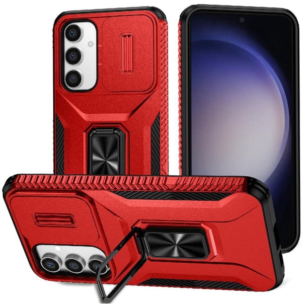 Funda para GANGXUN Samsung Galaxy S23 FE - Soporte metálico, Función magnética, Rojo