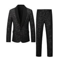thumbnail image 4 of IWRICH Men's Sequin Suits Slim Fit One Button Tuxedo Suit Jacket Dress Pants Sparkle Blazer 2 Piece Sets for Party Wedding Prom Black S, 4 of 8