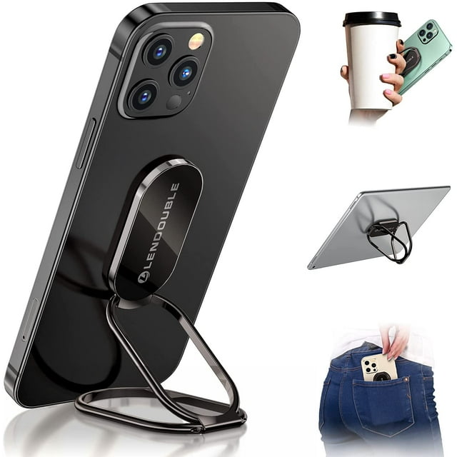 CHL-Phone Ring Holder Finger Kickstand, 360 Rotation Foldable Ultra-Thin Metal Cell Phone Back Hand Grip for Magnetic Car Mount & Office Desktop, Adjustable Cellphone Stand for iPhone iPad Smartphone