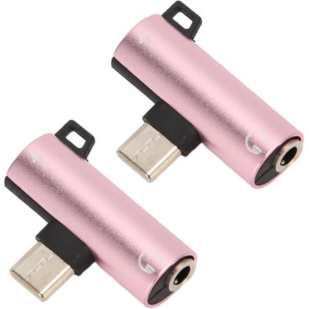 2Pcs USB C to 3.5mm Headphone and Charger Adapter, USB Type C to AUX Audio Jack and Fast Charging Dongle, Audio Adapter for Tablet, PC and Phones with Type C(Pink)