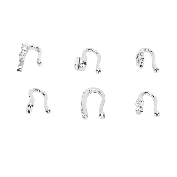 prosthetic Nose Rings Jewelry, Painless Stainless Steel Clip On 6pcs Hypo Allergenic prosthetic Nose Ring for Daily for Women Gold,Silver,Rose Gold
