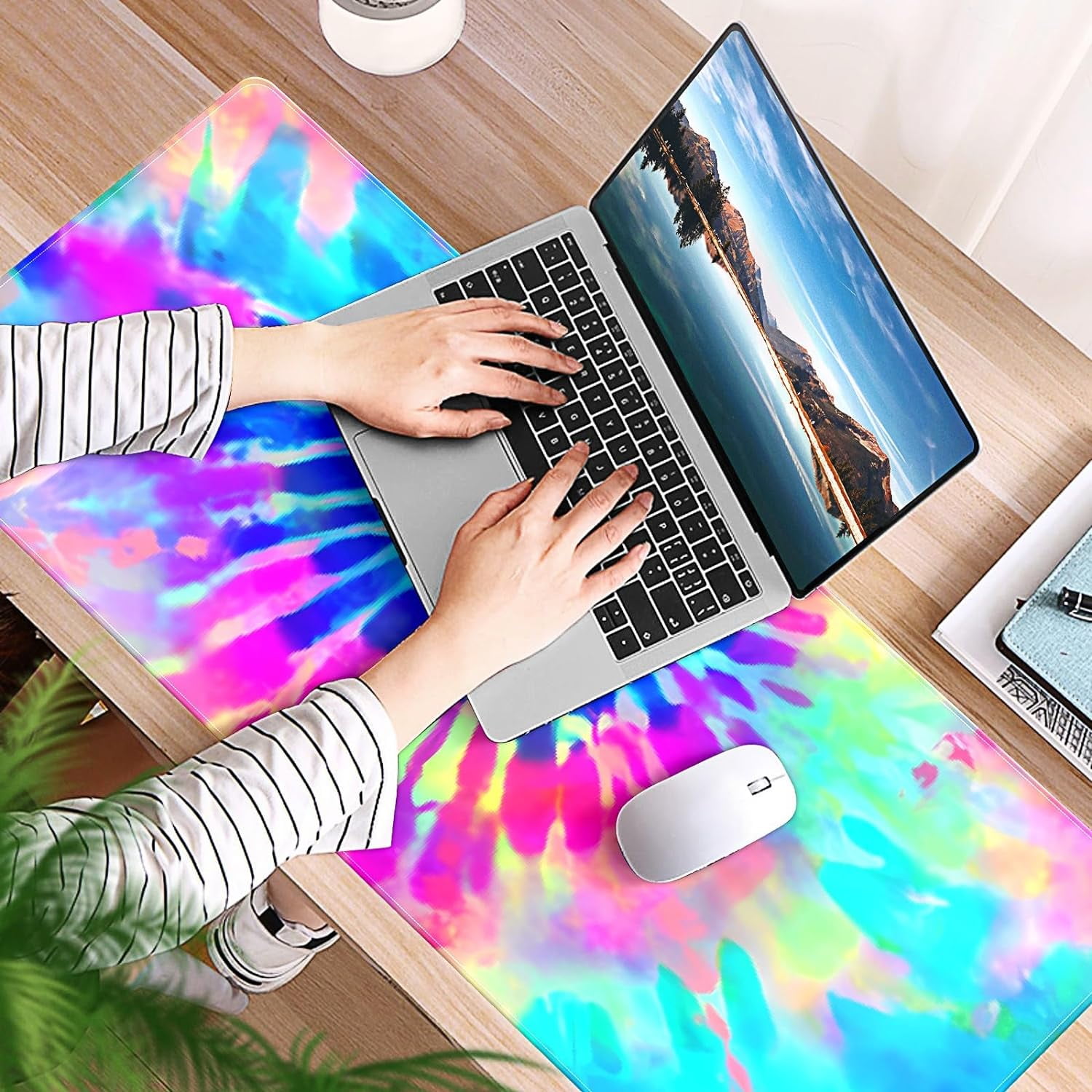 Colorful Rainbow Desk Mat, Desk Accessory, Cute Workspace, Trendy Workspace, Trendy, 35.4x15.7in Large Gaming Mouse Pad, Cute Desk Topper, Pretty Desk Pad