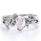 thumbnail image 1 of JeenMata Anillo Nupcial de Piedra Lunar Azul con Diseño de Hoja en Forma de Lágrima de 1 Quilate con Engaste en Garra en Baño de Oro Blanco de 18 K sobre Plata, 1 of 6