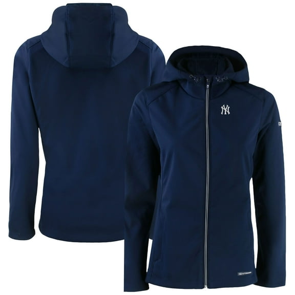 Women's Cutter & Buck  Navy New York Yankees Evoke Eco Softshell Recycled Full-Zip Jacket