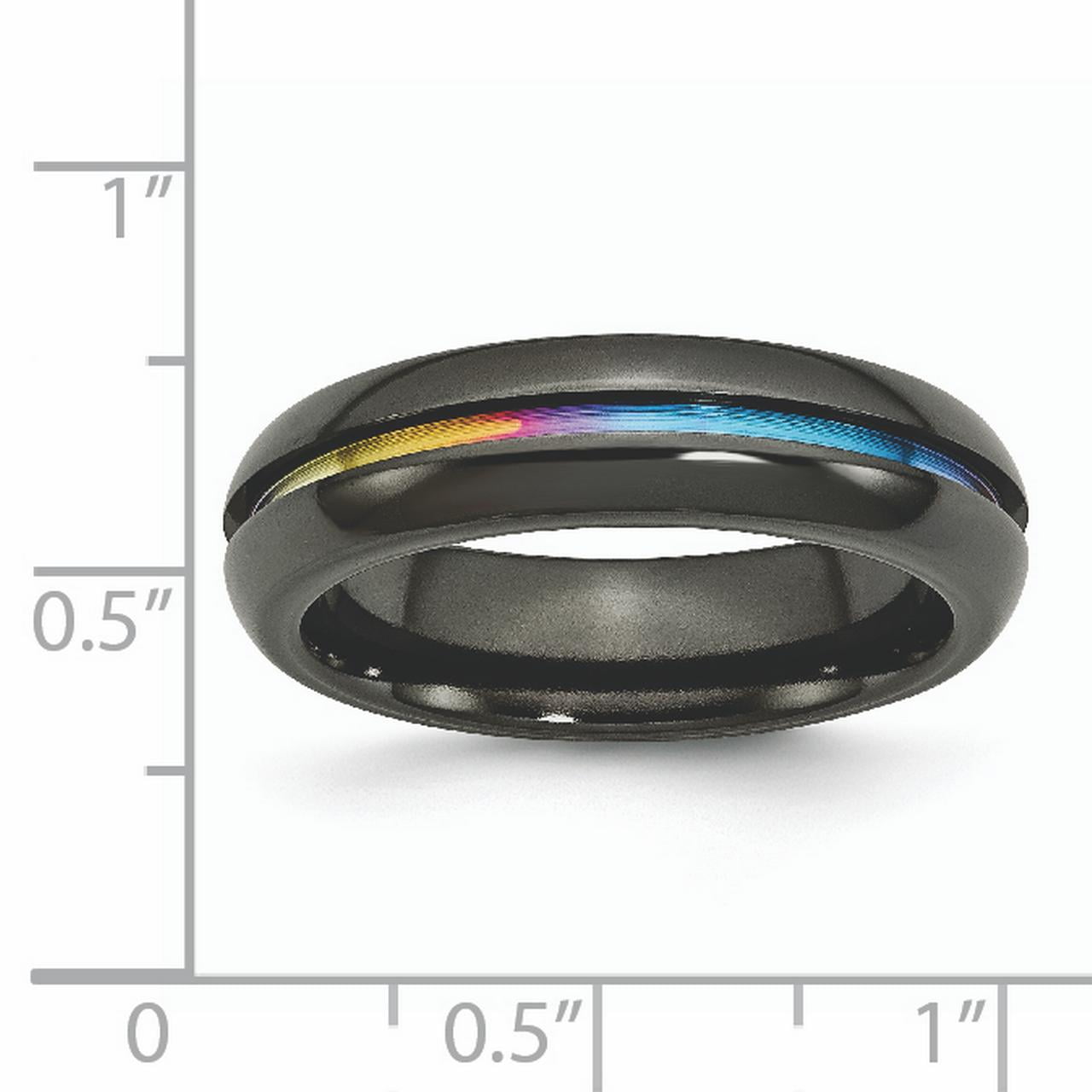 Chisel Titanium Black Multi-colored Anodized 6mm Polished Wedding Band Size 12.5 Female Adult