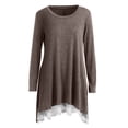 thumbnail image 7 of T Shirts For Women Fashion Tees Tops Lace Hem Irregular Long Sleeve Dress Layering Gift Clothes Coffee XL, 7 of 7