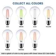 Great Value A19 LED 7W E26 Medium Base Decorative Red Light Bulbs, 2 Pack