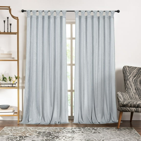 Kate Aurora Tulip Tab Top Earth Toned Semi Sheer Curtain Panel - 63 in. Long, Silver