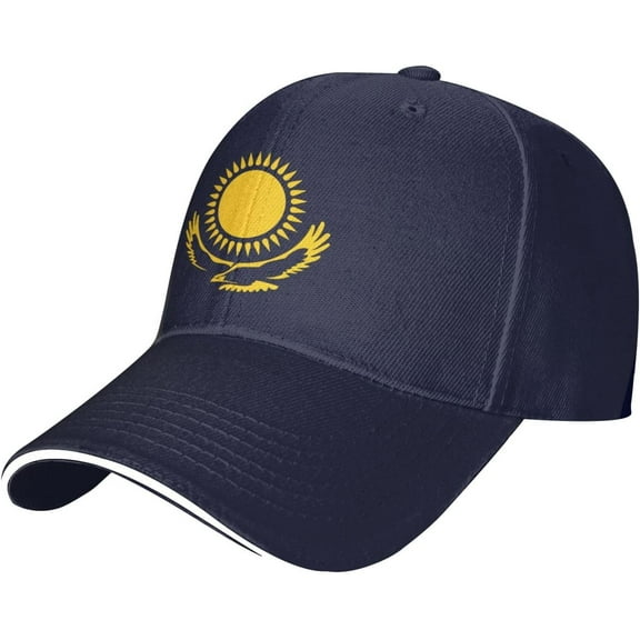 Flag of Kazakhstan Baseball Cap Unisex Adjustable Classic Fashion Sandwich Baseball Cap Black