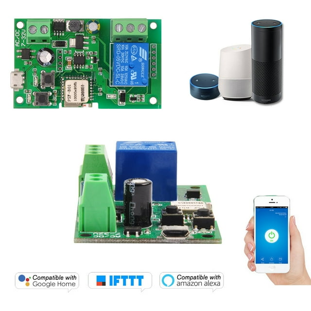 eWeLink DC5V 12V 24V 32V Commutateur Wifi Module de Relais Sans Fil Modules d'Automatisation pour Maison Intelligente Application Téléphonique Télécommande Minuterie Commutateur Commande Vocale pour Système de Contrôle d'Accès Pouces/auto-Bloquant