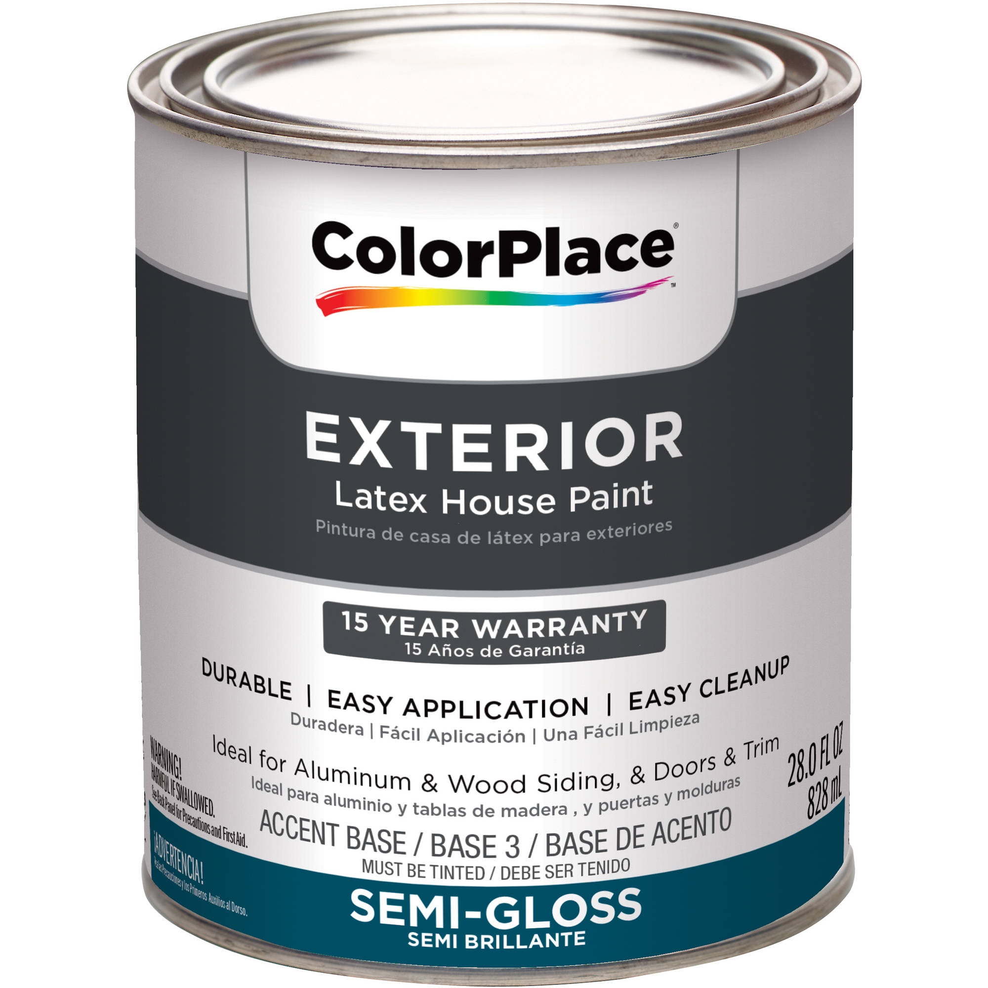 ColorPlace Exterior Semi-Gloss Accent Base Paint, 1 qt - Walmart.com ...