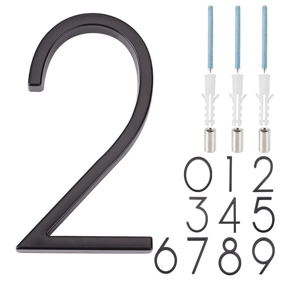 Floating House Number 2 Address Numbers for House Alloy Metal Large Modern with Nail Kit Wall Mount for Home Mailbox Street Front Door Outside