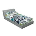 thumbnail image 2 of Ambesonne Animal Fitted Sheet & Pillow Sham Set, Whales Island with Palm, Twin, Blue Pink and Green, 2 of 2