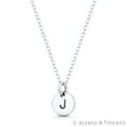 thumbnail image 2 of Initial Letter "J" Engraved Tiny 11x8mm (0.4"x0.3") Circle Pendant in .925 Sterling Silver, 2 of 3