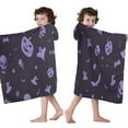 thumbnail image 4 of Halloween Purple Spooky Icons Hooded Bath Towel，50"x30" for Ages 3 To 12 Kids, Quick Dry Lightweight Soft Microfiber Hood Beach Towel Cover Up for Kids, 4 of 7