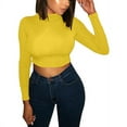 thumbnail image 3 of GXFC Womens Long Sleeve Crop Tops Half Turtleneck Solid Color Slim Pullovers Lady Spring Autumn T-shirt, 3 of 9