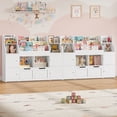 thumbnail image 3 of Homfa 4 Doors Kids Bookcase with 3 Tier Book Racks & 2 Mobile Drawers, 4 Cube Bookshelves Toy Storage Organizer for Playroom Kids Room, White, 3 of 8