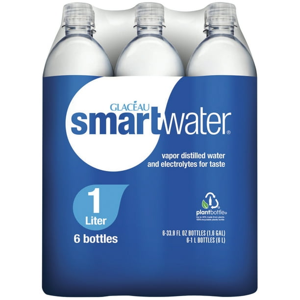 Glaceau Smartwater Vapor Distilled Water, 33.8 Fl Oz, 6 ...