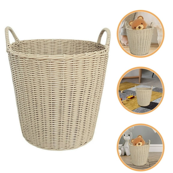 UPOUART Portable Plastic Woven Laundry Basket, Foldable Imitation Rattan, Large Capacity, Perfect for Small Spaces