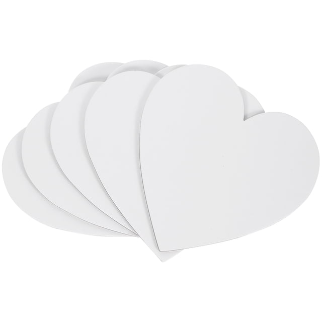 OULII 5pcs Heart Shaped Canvas Cotton Blank Sketchpad Frame Panels for Oil Painting and Crafts White