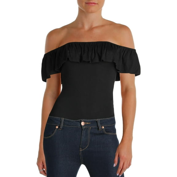 RALPH LAUREN DENIM & SUPPLY $80 Womens 1175 Black Off Shoulder Body Suit Top L