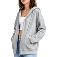 thumbnail image 3 of AherBiu Oversized Sweatshirt for Women Zip up Long Sleeve Drop Shoulder Drawstring Hooded Jacket Outerwear with Pockets(XX-Large,Gray-01), 3 of 7