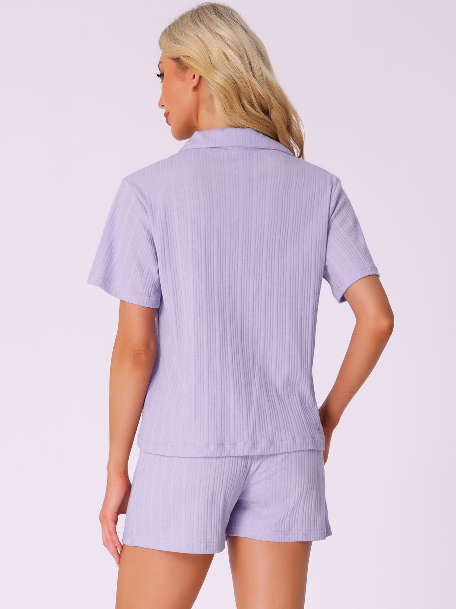 DARING DIVA Pajamas Set 100% Cotton Button Down Notch Collar Sleepwear XL Purple