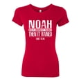thumbnail image 2 of Wild Bobby Noah Was A Conspiracy Theorist Inspirational/Christian Women Slim Fit Junior Tee, Red, Small, 2 of 5