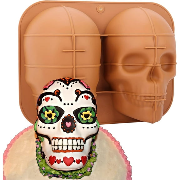 Tkrady Large Skull Cake Pan Haunted Skull Baking Cake Mold for and Birthday Party
