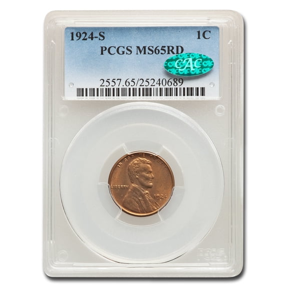 1924-S Lincoln Cent MS-65 PCGS CAC (Red)