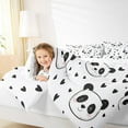 thumbnail image 4 of Manfei Kawaii Panda 3-Piece Full Size Comforter Sets,Love Heart Print Bedding Comforter Set,Black White Lightweight Bedding Sets,Luxury Kids Bedroom Decor,Reversible, 4 of 8