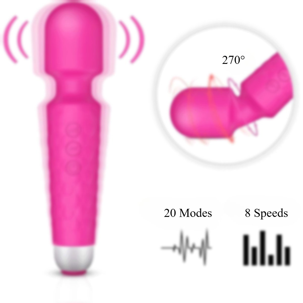 Handheld Body Massager with 20 Modes & 8 Speeds, Portable Full Body Home Massager for Neck, Back, Shoulder, Waist, Leg, Reduce Stress Vibrator - Ergonomic Design Muscle Massager,Pink