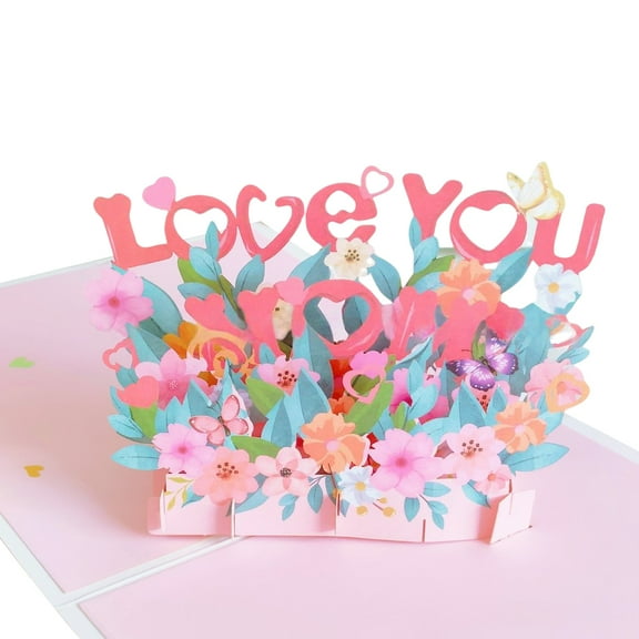 Greeting Card Letter,3D Flower Anniversary Card Birthday Card for Mother's Day(LOVE YOU MOM)