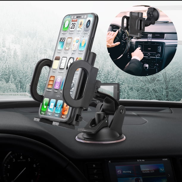 Soporte para teléfono para automóvil, 2 en 1 360 Girar fuerte Ventosa para tablero / parabrisas Soporte para teléfono para automóvil Compatible con iPhone 13 12 11 XS XR X 8 7 Plus Samsung Galaxy Sweethay SH1105-109
