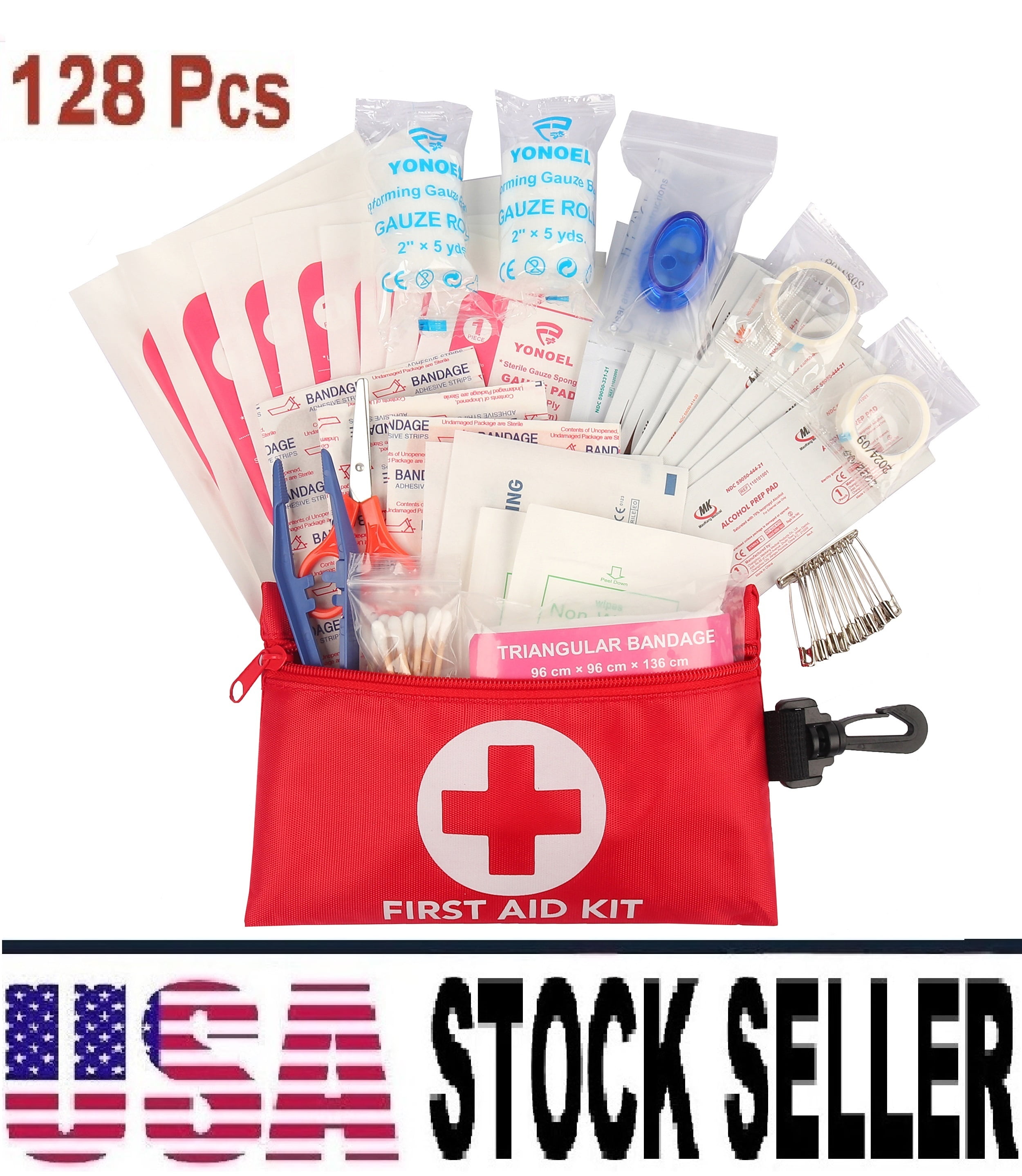 128 Pcs Small Emergency First Aid Kit Treat And Protect Most Injuries