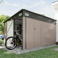 thumbnail image 3 of Aoxun 11.5'x7.3' Shed Outdoor Storage Shed with Triple Lockable Door Metal Storage Cabinet with Slopping Roof for Tools Bicycles Storage for Garden, Patio, Courtyard (Brown), 3 of 8