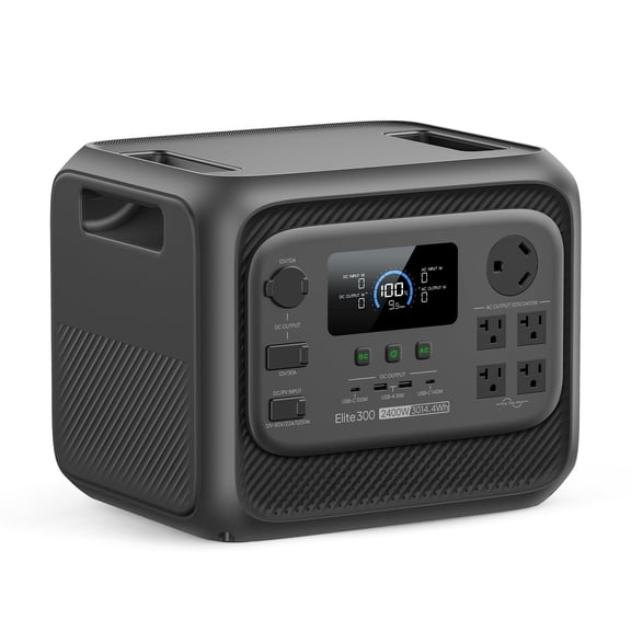 Elite 300 Portable Power Station, 3014.4Wh LiFePO4 Battery Backup, 2400W Solar Generator with 4800W Surge, 10ms UPS, TT-30 RV Output for Home Backup, Camping and Emergency