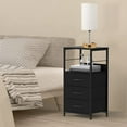 thumbnail image 6 of Nightstand for Bedroom End Side Table with 3 Drawers and Open Shelf Wood, Black, 6 of 8