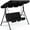 Black, variant on Alden Design 3-Seat Outdoor Patio Swing Chair with Adjustable Canopy for Garden, Burgundy