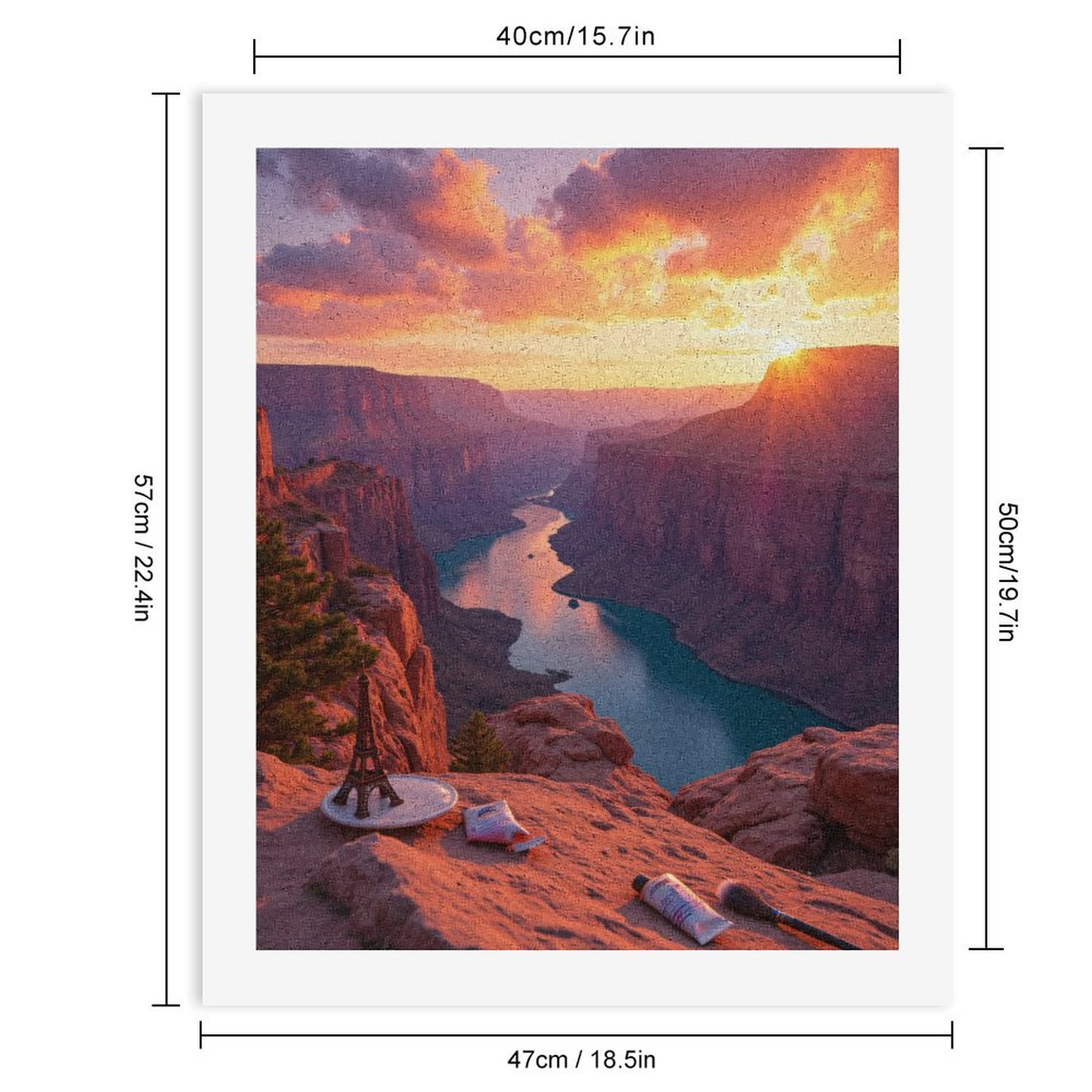 Paint By Numbers Kit for Adults Beginner - DIY Sunset Canyon View Art Supplies Canvas Painting Kits for Adults, Frameless Paint By Number for Adults for Home Wall Decor 16x20 Inch