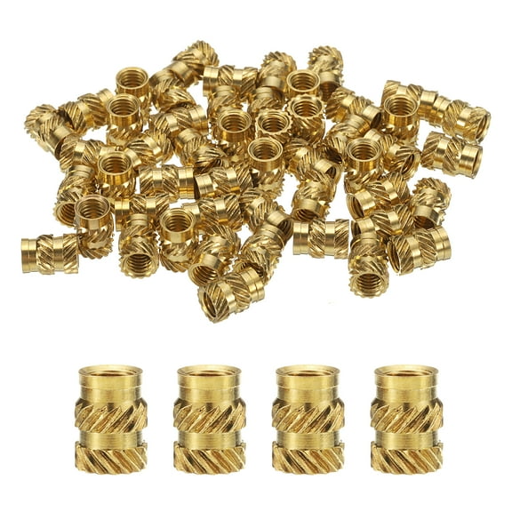 Uxcell 30 Pack M5 Threaded Inserts Brass Heat Set Insert M5x9.5mm, OD 7mm Knurled Insert Nuts