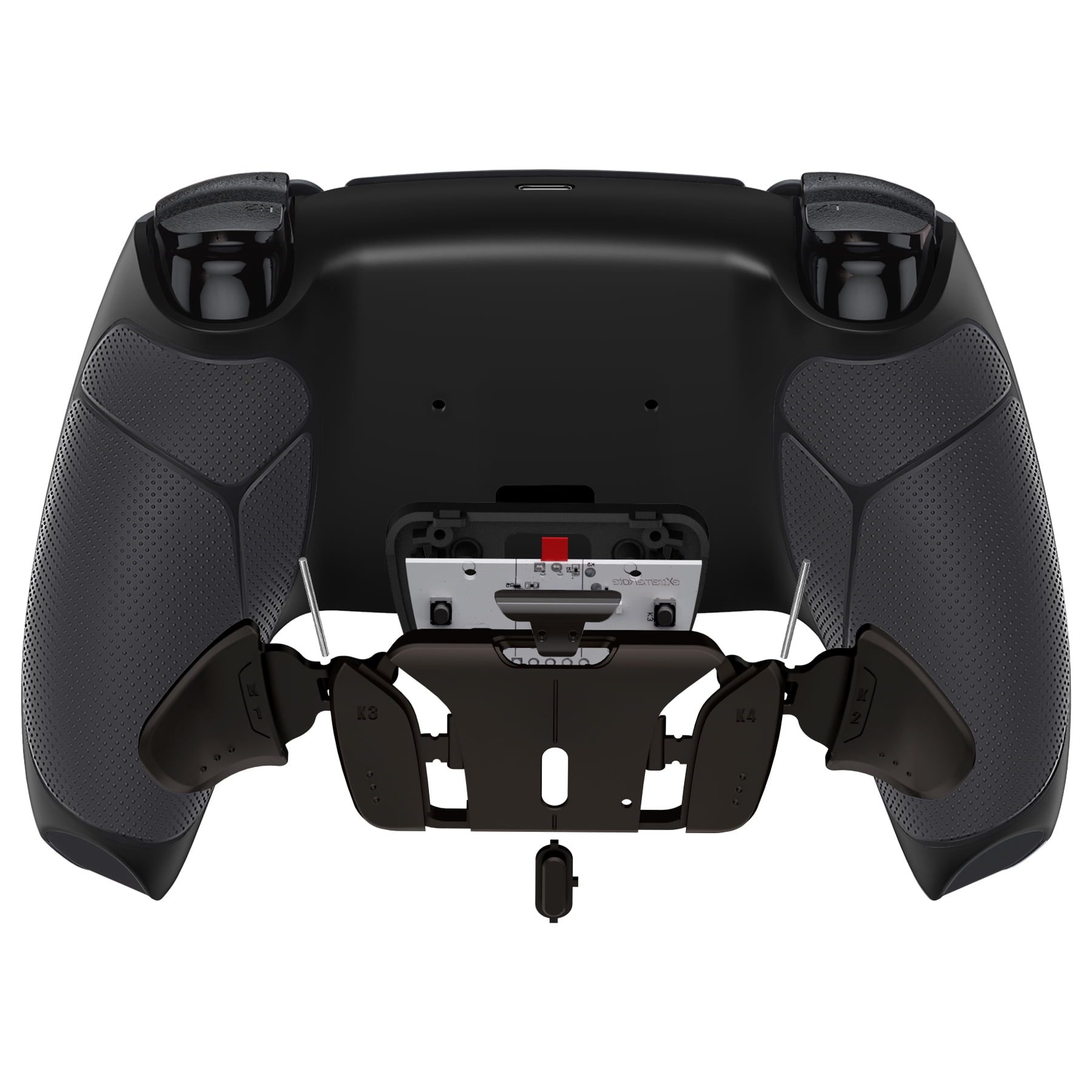 eXtremeRate Black Rubberized Grip Remap Kit Upgrade Board Back Shell 4 Buttons for PS5 Controller BDM 010/020
