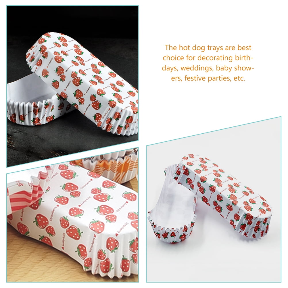 Frcolor 100pcs Hot Dog Trays Disposable Baking Cups Paper Trays Paper
