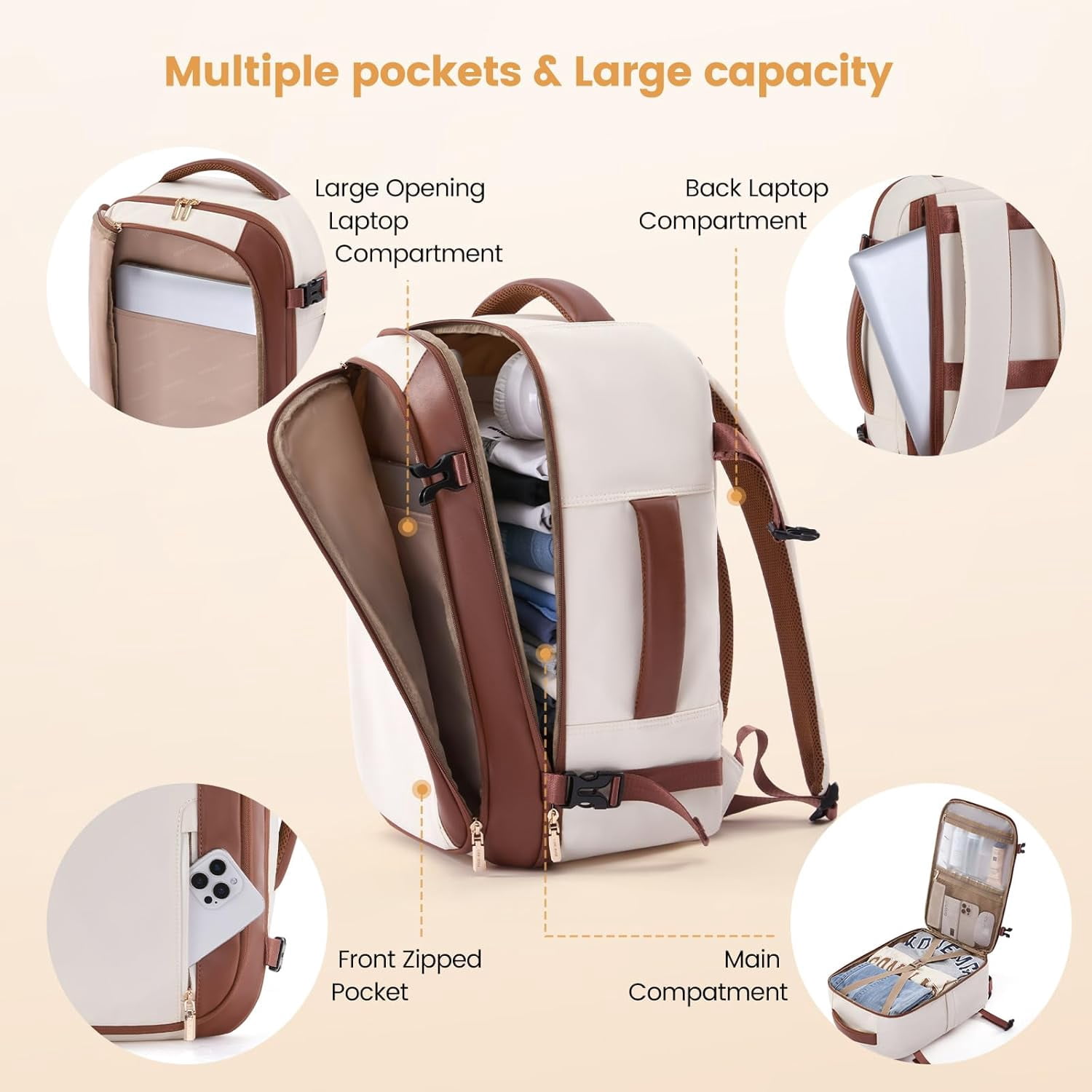 LOVEVOOK 40L Travel Backpack for Women,Personal Item Size Travel Bag with 3 Packing Cubes and 2 Laptop Compartment for Travel Essentials,Carry on Luggage 18x14x8 Airline Approved