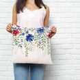thumbnail image 3 of Throw Pillow Covers 16x16 Inch, Red Blue Flowers 4th of July Decorative Pillow Cases for Couch Sofa Bed, Independence Day Botanical Cotton Linen Square Home Decor Pillowcases with Hidden Zipper, 3 of 7