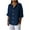 Dark Blue, variant on Staron Women's Casual Loose V-Neck 3/4 Sleeve Button Up Blouse Solid Color Basic Comfy Relaxed Fashion Top, Black S