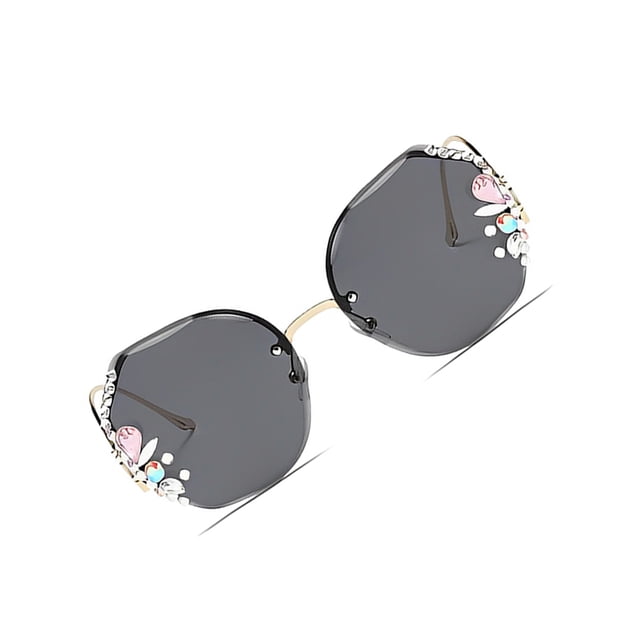 Qarigey Gafas de sol Retro sin marco para mujer, lentes degradados de gran tamaño, protección UV400, gafas de sol de Metal para mujer, color Type3 NO3